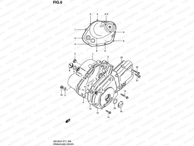 6 - CRANKCASE COVER (GS125UX/UY)