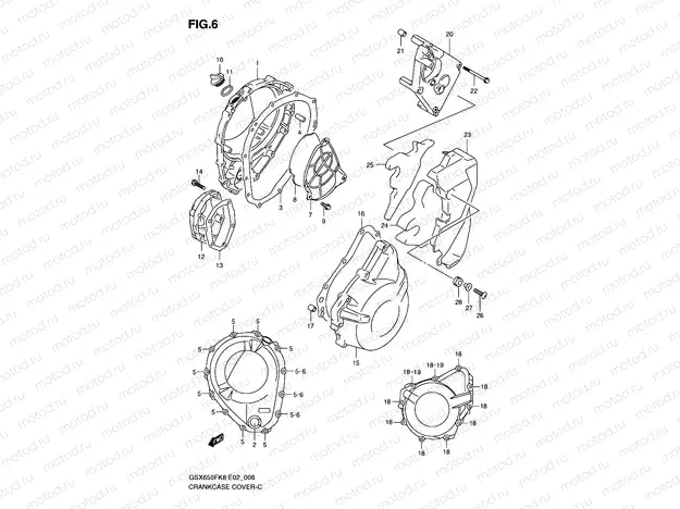 6 - CRANKCASE COVER (MODEL K8/K9)