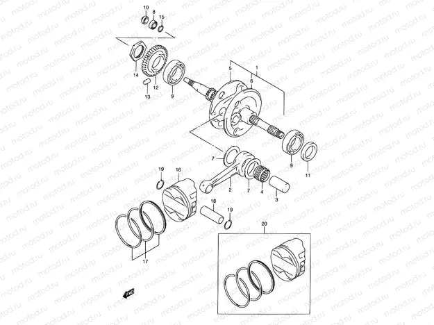 6 - CRANKSHAFT (MODEL W/X/Y)
