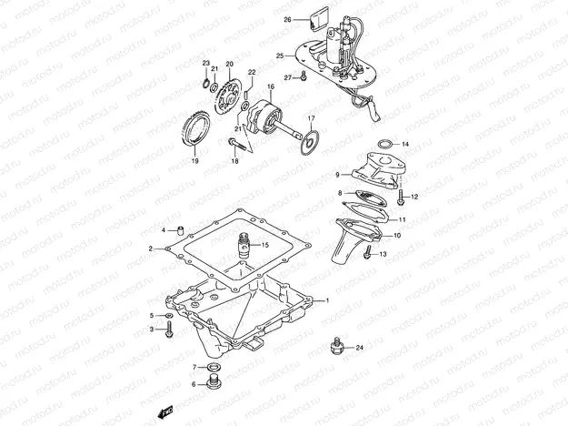 6 - OIL PAN - OIL PUMP - FUEL PUMP (MODEL T/V)