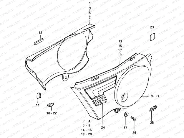 60 - FRAME COVER (TS125ERT E18, E22, E24)