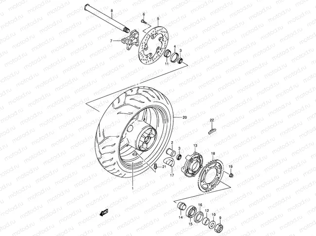 60 - REAR WHEEL (GSX-R600K4/U2K4/U3K4/K5/U2K5/U3K5)