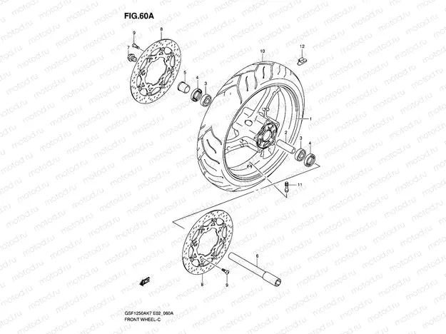 60A - FRONT WHEEL (GSF1250K7/SK7/K8/SK8/K9/SK9/SL0)