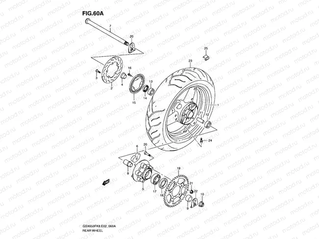 60A - REAR WHEEL (GSX650FAK9/FUAK9/FAL0/FUAL0)