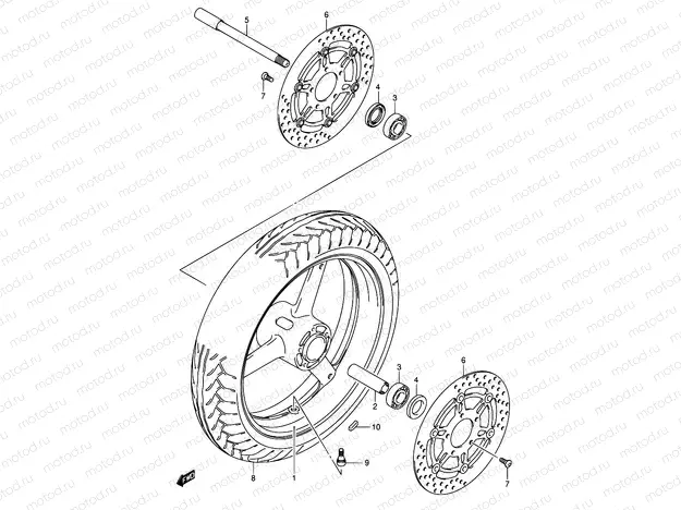 61 - FRONT WHEEL (SEE NOTE)
