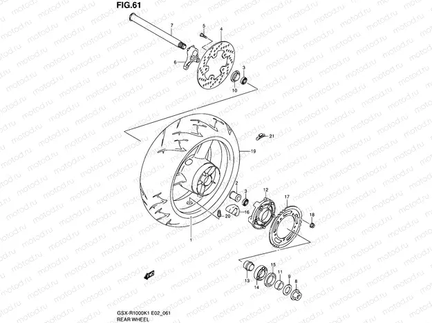 61 - REAR WHEEL (GSX-R1000K1)