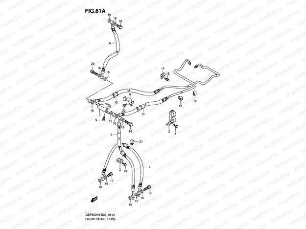 61A - FRONT BRAKE HOSE (GSF650AK5/UAK5/AK6/UAK6/AK6/UAK6)