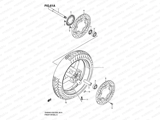 61A - FRONT WHEEL (SV650AK7/SAK7)