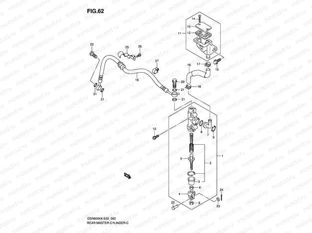 62 - REAR MASTER CYLINDER (GSR600K6/UK6/K7/UK7/K8/UK8/K9/UK9/L0/UL0)