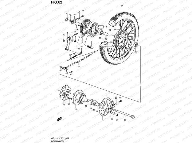 62 - REAR WHEEL (GS125UX/SX/SUX/UY/SUY/SUK1 P91)