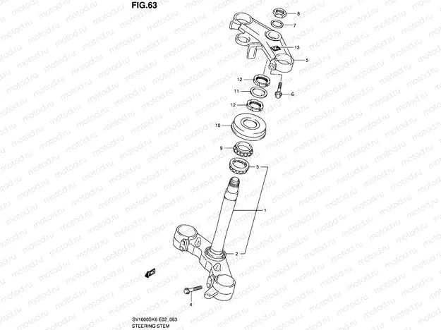 63 - STEERING STEM (SV1000SK6/S1K6/S2K6/SK7/S2K7)
