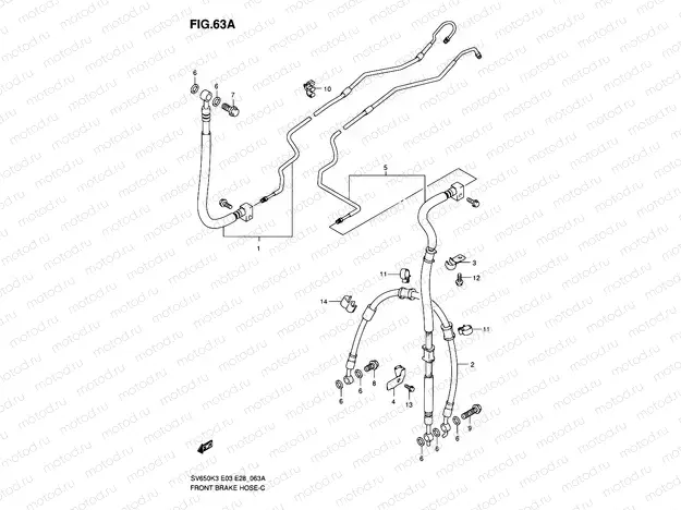 63A - FRONT BRAKE HOSE(SV650AK7/SAK7)