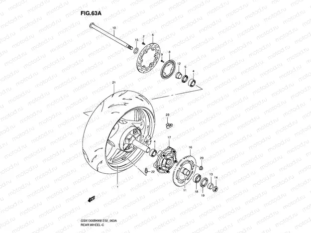 63A - REAR WHEEL (GSX1300BKAK8/AU2K8/AK9/AUFK9/AL0/AUFL0)