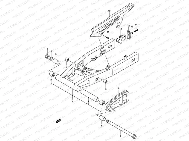 64 - REAR SWINGING ARM (GSF650K5/UK5/SK5/SUK5/K6/UK6/SK6/SUK6)