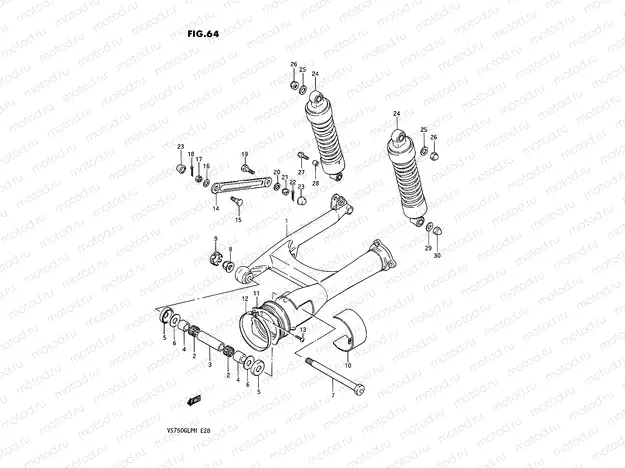 64 - REAR SWINGING ARM (VS750GLF/GLFG/GLPG ~F.NO.100109)