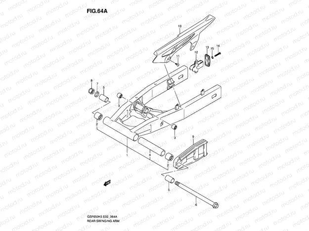 64A - REAR SWINGING ARM (GSF650AK5/UAK5/SAK5/SUAK5/AK6/UAK6/SAK6/SUAK6)