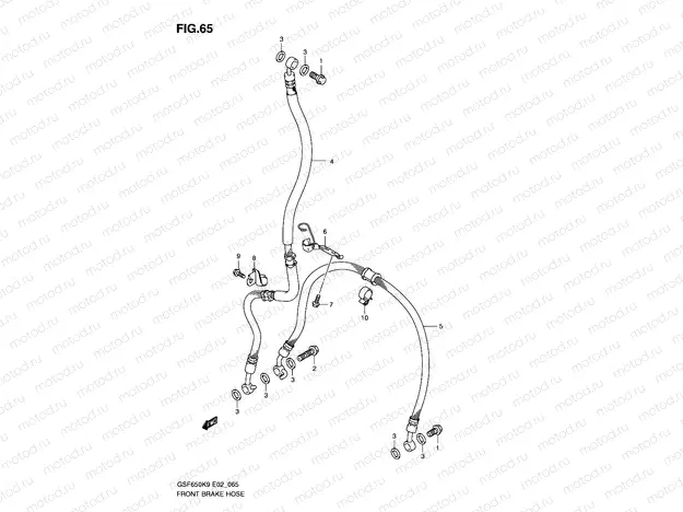 65 - FRONT BRAKE HOSE (GSF650K9/SK9/SUK9/UK9/L0/SL0/SUL0/UL0)