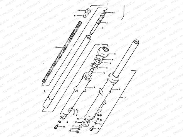 65 - FRONT FORK (GSX400ST:~F.NO. 500305/ET, EX)