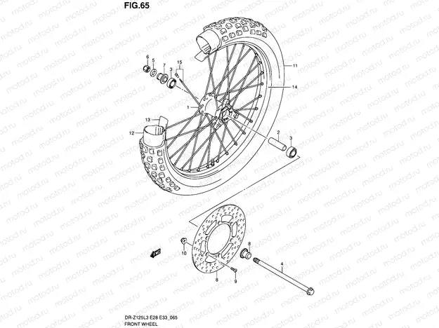65 - FRONT WHEEL (DR-Z125LL3 E33)