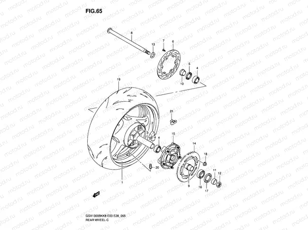 65 - REAR WHEEL (GSX1300BKK8/K9)