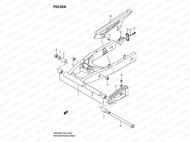 65A - REAR SWINGING ARM (MODEL K8)