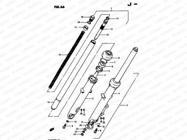 66 - FRONT FORK (MODEL Z/D E24, GSX250SZ E24)