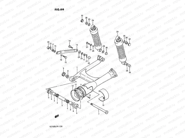 66 - REAR SWINGING ARM (MODEL H/J/K/L/M)