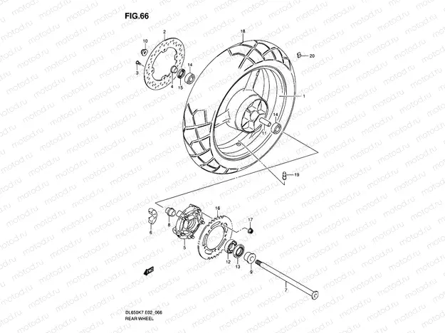66 - REAR WHEEL (DL650K7/K8/K9/L0/UEL0)