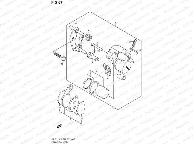 67 - FRONT CALIPER (DR-Z125LL3 E33)