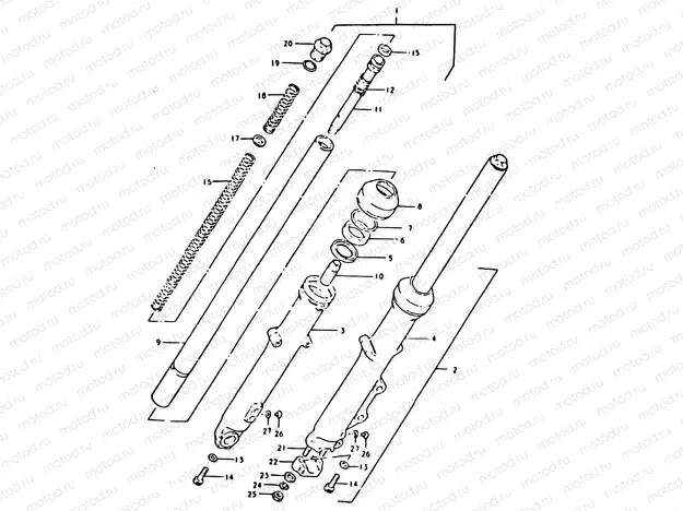 67 - FRONT FORK (GSX400ST F.NO. 500306~ GSX400SX)