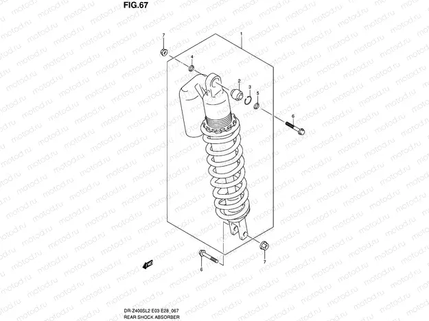 67 - REAR SHOCK ABSORBER (DR-Z400SL2 E33)