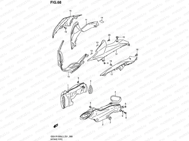 68 - INTAKE PIPE (GSX-R1000L3 E51)