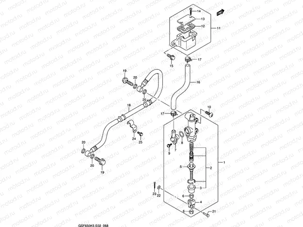 68 - REAR MASTER CYLINDER (GSF650K5/UK5/SK5/SUK5/K6/UK6/SK6/SUK6)