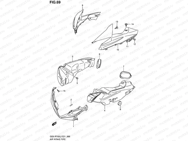 69 - AIR INTAKE PIPE (GSX-R750L2 E21)