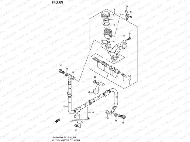69 - CLUTCH MASTER CYLINDER (SV1000SK6/SK7)