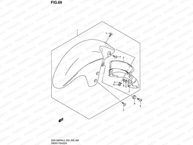 69 - FRONT FENDER (GSX1300RAL3 E28)