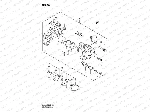 69 - REAR CALIPER (DL650AK7/AK8/AK9/AL0/AUEL0)