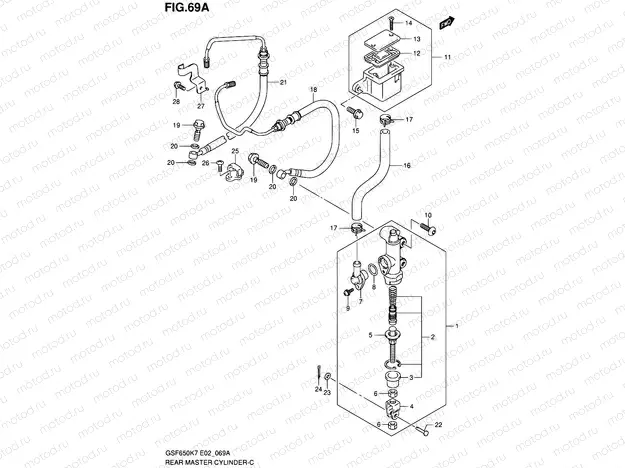 69A - REAR MASTER CYLINDER (GSF650AK7/UAK7/SAK7/SUAK7/AK8/UAK8/SAK8/SUAK8)