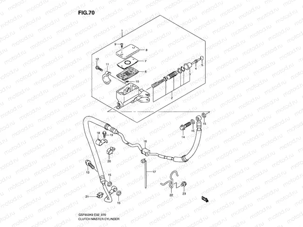 70 - CLUTCH MASTER CYLINDER (SEE NOTE)