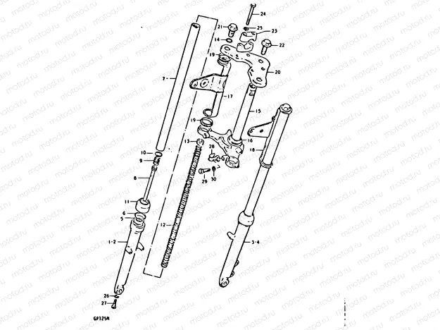 70 - FRONT FORK(KAYABA)(GP125C F.NO.101265~,GP125UC F.NO.101623~