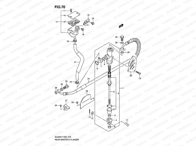 70 - REAR MASTER CYLINDER (DL650K7/K8/K9/L0/UEL0)