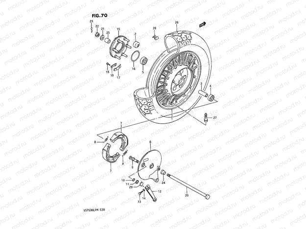 70 - REAR WHEEL (VS750GLEFG/GLEPG)
