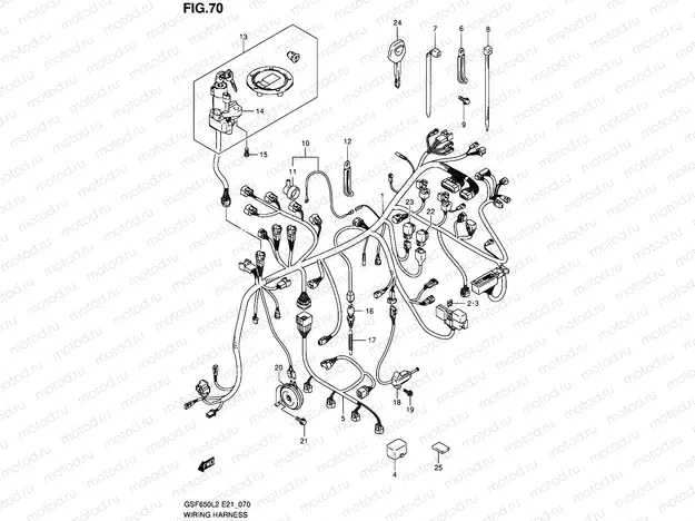 70 - WIRING HARNESS (GSF650UAL2 E21)
