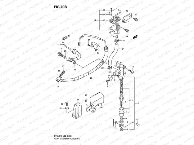 70B - REAR MASTER CYLINDER (SV650AK7/UAK7/SAK7/SUAK7)