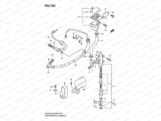 70C - REAR MASTER CYLINDER (SV650AK7/SAK7)