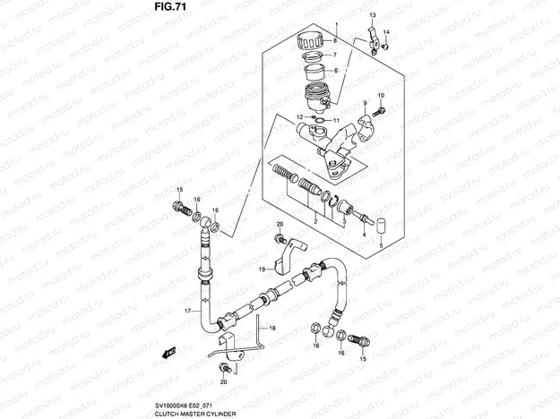 71 - CLUTCH MASTER CYLINDER (SV1000SK6/S1K6/S2K6/SK7/S2K7)
