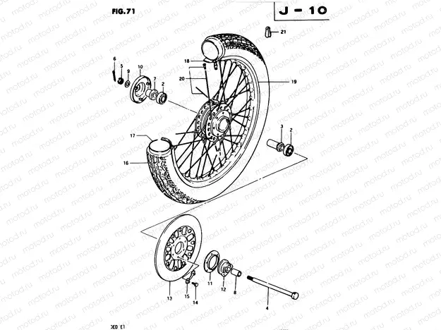71 - FRONT WHEEL (GSX250Z/D E24, GSX250SZ E24)