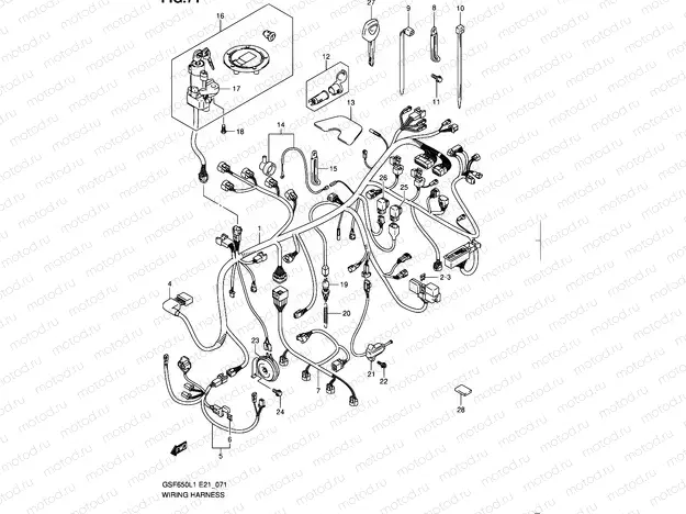71 - WIRING HARNESS (GSF650SL1 E21)