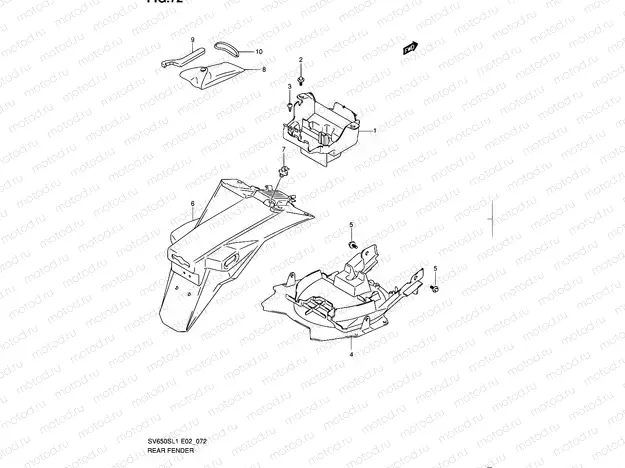 72 - REAR FENDER (SV650SAL1 E24)