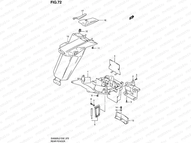 72 - REAR FENDER (SV650SUL2 E24)